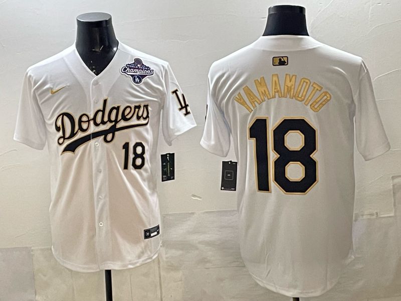 Men 2026 Nike Los Angeles Dodgers #18 Yamamoto White Game MLB Jersey 07